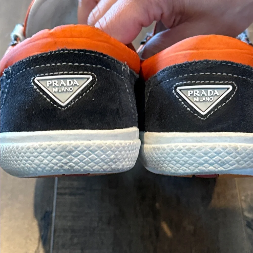 Prada Men's Black and Orange Sneakers - Picture 4 of 7